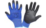 Gloves pu blue-black l231007p, card, "7", ce, lahti